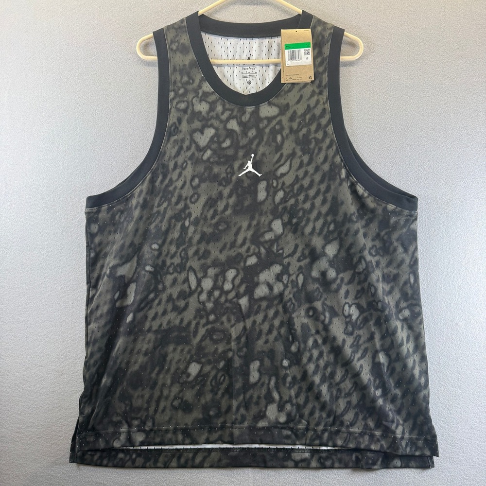 Jordan Mens Dri-FIT Sport Mesh Tank Top Elephant Print Black Grey FN5854-010 XL